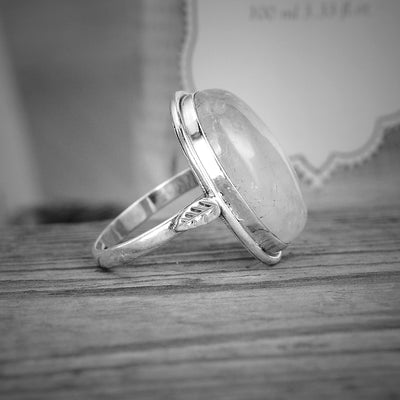 Sterling Silver Rainbow Moonstone Ring - Boho Magic