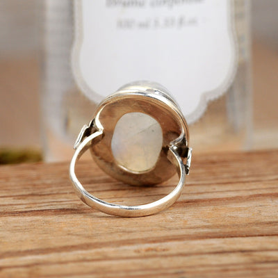 Sterling Silver Rainbow Moonstone Ring - Boho Magic