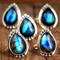 Teardrop Labradorite Ring Sterling Silver - Boho Magic