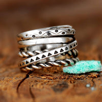 Women's Wide Band Silver Ring with Boho Engraving - Boho Magic