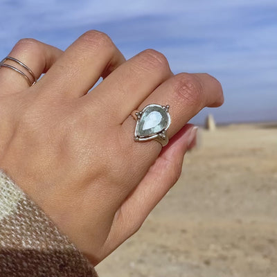 Teardrop Aquamarine Ring Sterling Silver - Boho Magic