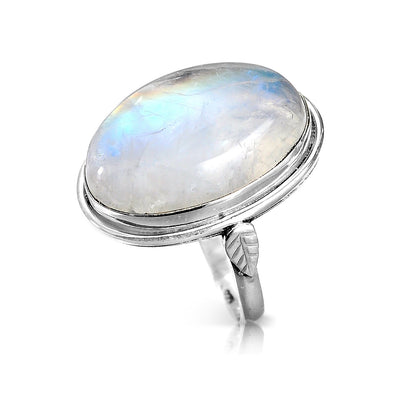 Sterling Silver Rainbow Moonstone Ring - Boho Magic