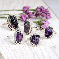 Natural Raw Amethyst Stone Ring - Boho Magic