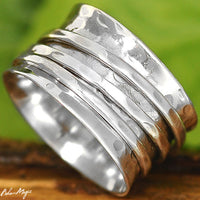 Wide Band Silver Spinner Ring - Boho Magic