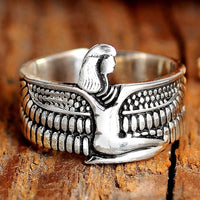 Egyptian Ring - Isis Goddess with Spread Wings Sterling Silver - Boho Magic