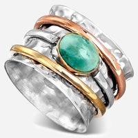 Sterling Silver Turquoise Ring with Spinning  Bands - Boho Magic