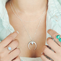 Moon Moonstone Layered Necklace Sterling Silver - Boho Magic
