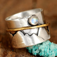 Fidget Moonstone Mountain Ring Sterling Silver - Boho Magic