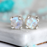 Raw Stone Moonstone Earrings Sterling Silver - Boho Magic