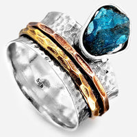Raw Apatite Fidget Ring Sterling Silver - Boho Magic