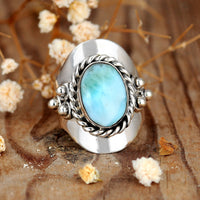 Larimar Sterling Silver Boho Ring for Women - Boho Magic