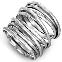 Chunky Wrap Wide Band Ring Sterling Silver - Boho Magic