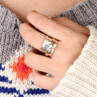 Spinner Ring with Square Moonstone Sterling Silver - Boho Magic