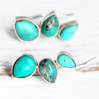 Silver Turquoise Earrings Ear Climber - Boho Magic