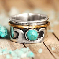 Fidget Wave Turquoise Ring Sterling Silver - Boho Magic