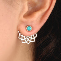 Geometric Silver Turquoise Earrings - Boho Magic