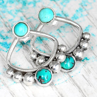 Back and Front Silver Turquoise Earrings - Boho Magic