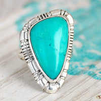 Western Style Turquoise Ring Sterling Silver - Boho Magic